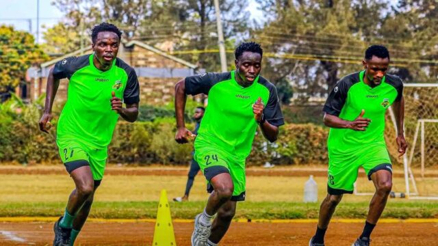 Kariobangi Sharks players during training ahead of Mombasa United playoff