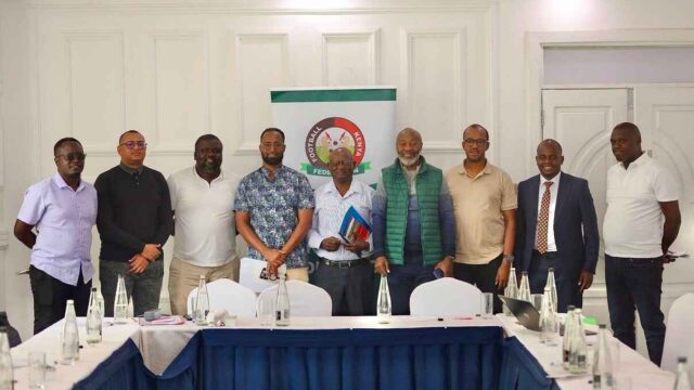 Kariobangi Sharks and Mombasa United representatives during the FKF-led mediation