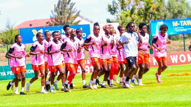 Kayole Starlets player warms up before their FKF Women’s Premier League match against Trinity Starlets at Police Sacco Stadium. Photo: Kayole Starlets FC