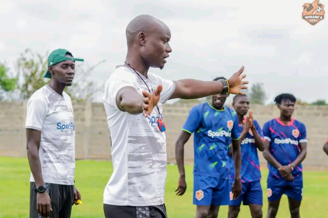 Murang'a Seal's head coach Dennis Odhiambo in training session ahead of the Posta Rangers clash.